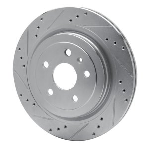 Cadillac CTS Brake Rotor (1) - Rear Left - R1 Concepts - Drilled & Slotted - Silver - `08-`14